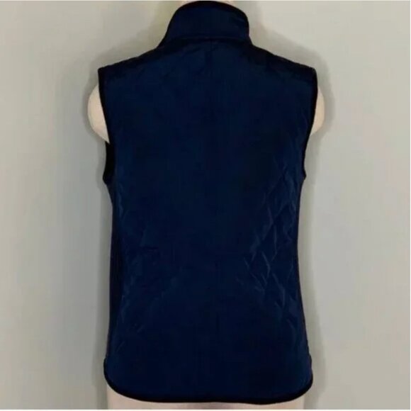 Talbots Navy Blue Quilted Puffer Vest Side Ribbed Stretch Zippered front Size S - Picture 2 of 9